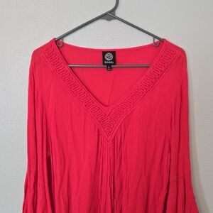 Bobeau | Salmon Bell Sleeve V Neck Top Size Large